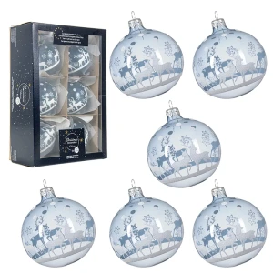 Szklana Przezroczysta Bombka na choinkę 8 cm - 6 szt.