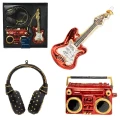 Zestaw szklanych zawieszek na choinkę - gitara, radio i słuchawki