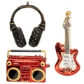 Zestaw szklanych zawieszek na choinkę - gitara, radio i słuchawki
