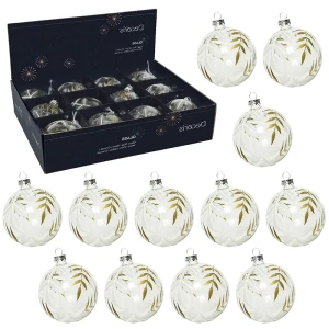 Zestaw 12 Przezroczystych Szklanych Bombek - 8 cm