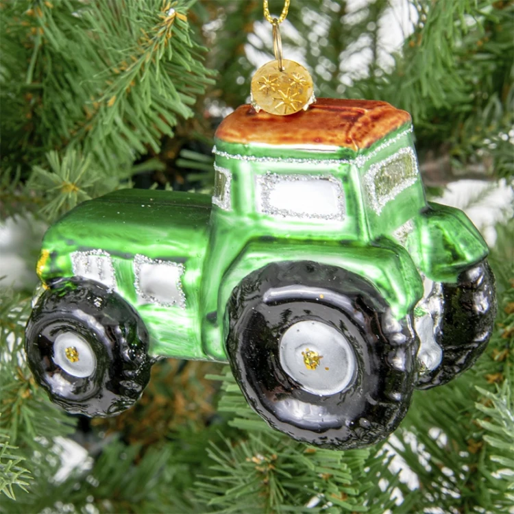 Szklany Traktor - Zawieszka na choinkę 9 cm fot. 3
