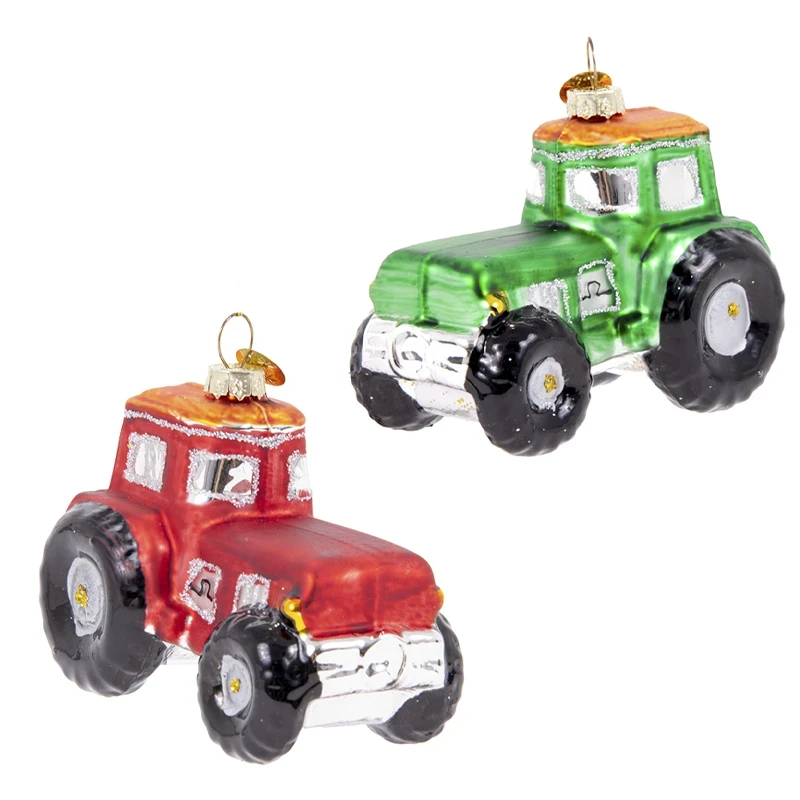 Szklany Traktor - Zawieszka na choinkę 9 cm fot. 4