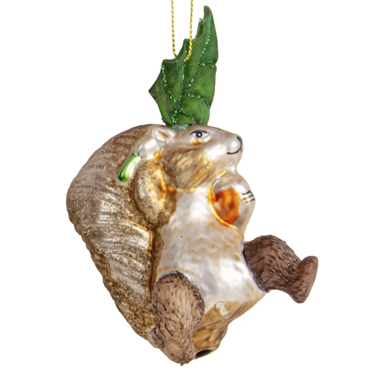 Szklane Zwierzęta z liściem - Zawieszka na choinkę Mix fot. 7