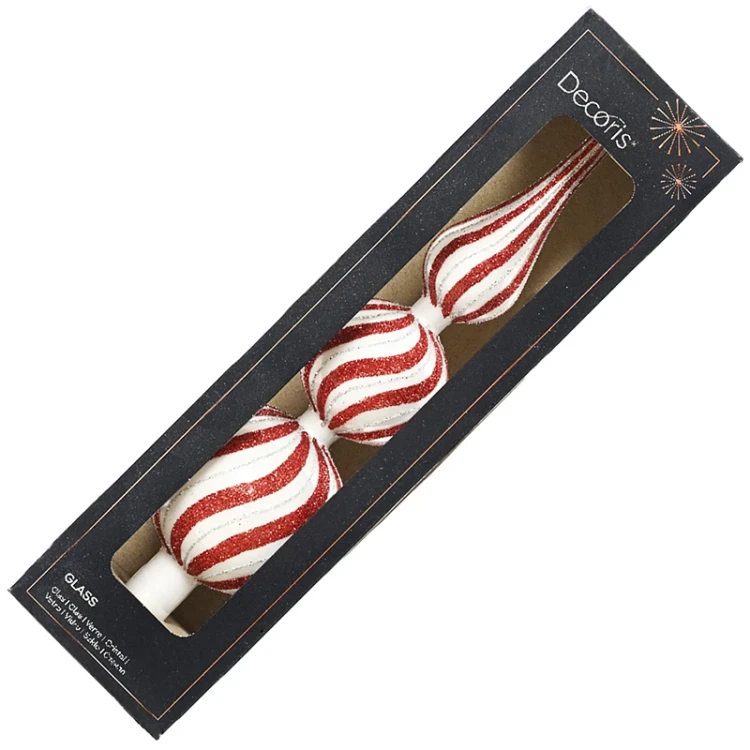 Szklany szpic biało-czerwony - 31 cm