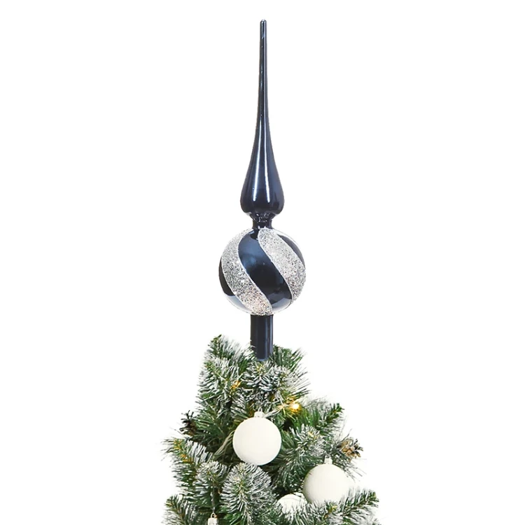 Szklany szpic choinkowy 31 cm - Wzór Spirali fot. 2