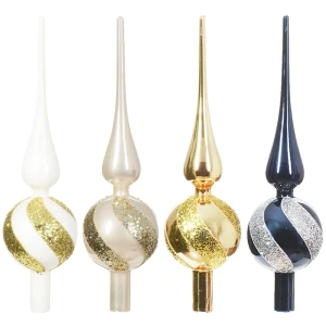 Szklany szpic choinkowy 31 cm - Wzór Spirali