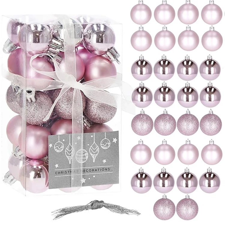 Różowe bombki choinkowe - 30 szt. 3 cm