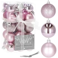 Różowe bombki choinkowe - 30 szt. 3 cm