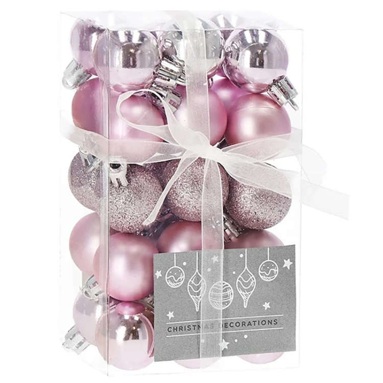 Różowe bombki choinkowe - 30 szt. 3 cm