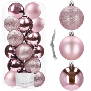 Różowe bombki choinkowe - 20 szt. 4 cm 