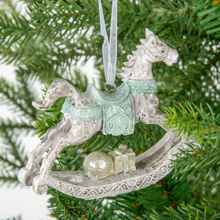 Konik na biegunach 7 cm - Świąteczna zawieszka na choinkę