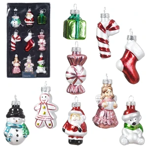 Szklane ozdoby na choinkę - kpl. 9 szt.