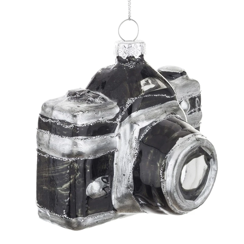 Uchwycenie Magii Świąt: Szklana Zawieszka w Kształcie Aparatu