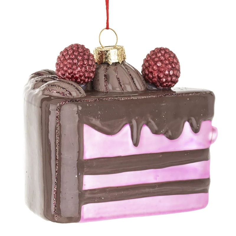 Słodki Akcent Świąt: Szklana Zawieszka w Kształcie Tortu z Malinami