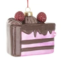 Słodki Akcent Świąt: Szklana Zawieszka w Kształcie Tortu z Malinami