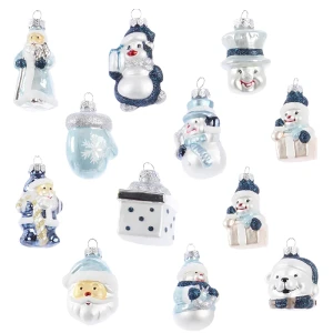 Szklane zawieszki na choinkę niebieskie - kpl. 12 szt. 