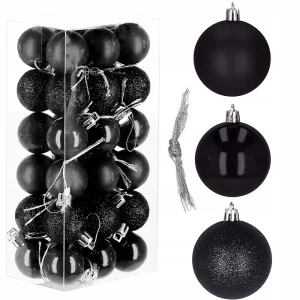 Bombki choinkowe czarne 3 cm - kpl. 36 szt.