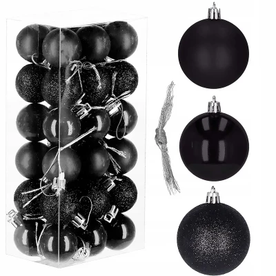 Bombki choinkowe czarne 3 cm - kpl. 36 szt.