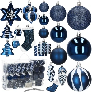 Bombki choinkowe 77 szt. Granatowe
