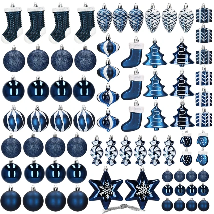 Bombki choinkowe 77 szt. Granatowe