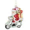 Szklana zawieszka - Św. Mikołaj na skuterze 12 cm
