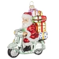 Szklana zawieszka - Św. Mikołaj na skuterze 12 cm