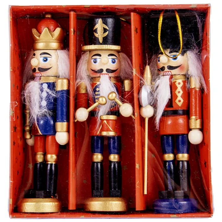Drewniane żołnierzyki - Zawieszki choinkowe kpl. 3 szt. 13 cm