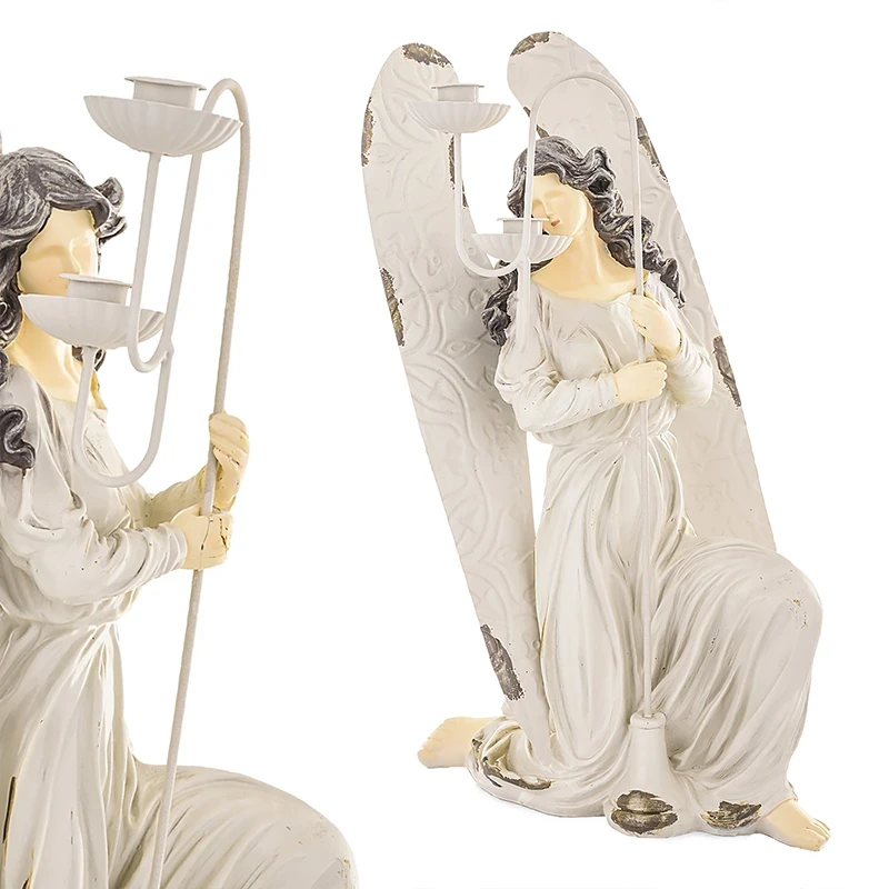 Figurka Anioła ze świecznikiem - 46cm