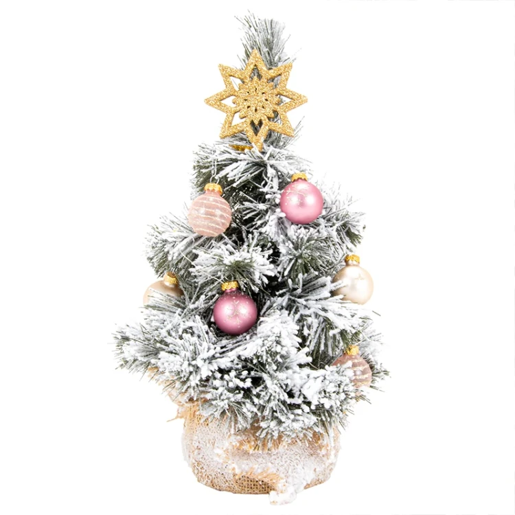 Choinka Jodła Ośnieżona różowo-perłowa 35 cm