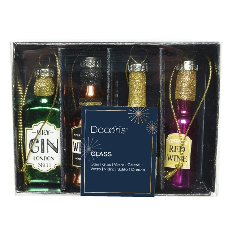 Szklane zawieszki choinkowe 6,5 cm - Butelki napojów alkoholowych