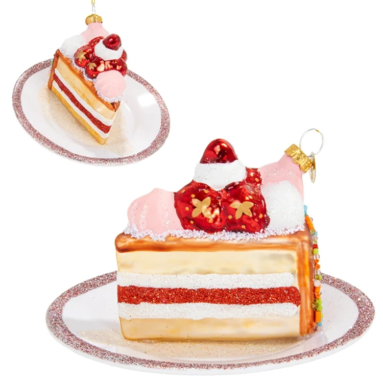 Szklana Bombka na choinkę - Tort na talerzu 12,5 cm