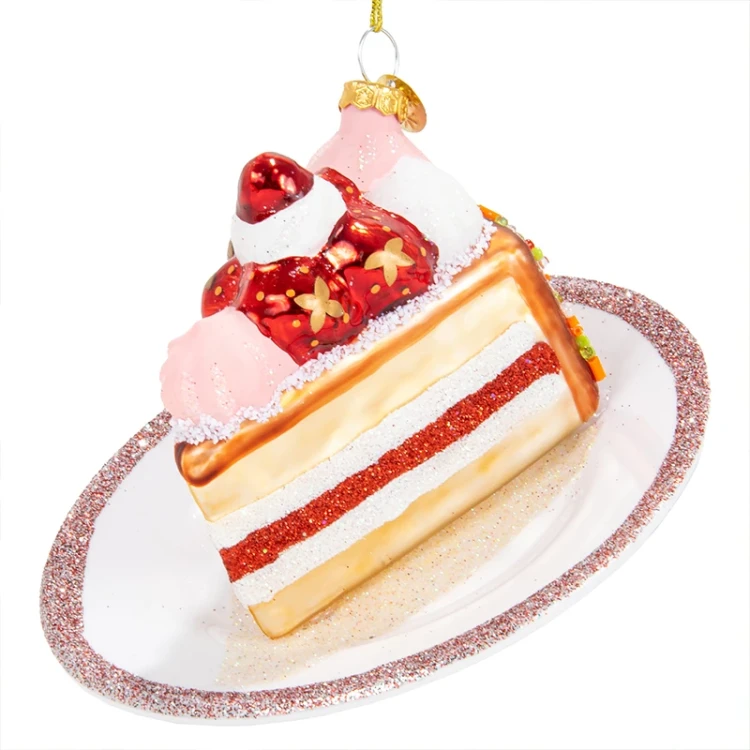 Szklana Bombka na choinkę - Tort na talerzu 12,5 cm