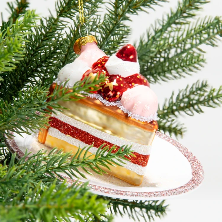 Szklana Bombka na choinkę - Tort na talerzu 12,5 cm