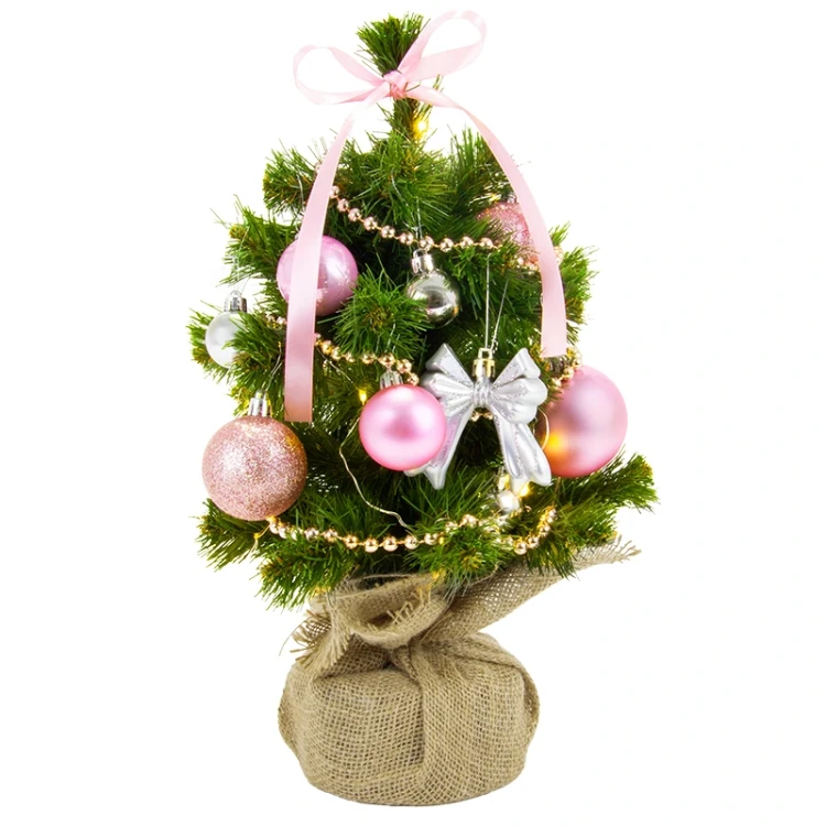 Choinka jodła do udekorowania w kolorze różowo-srebrnym 45 cm