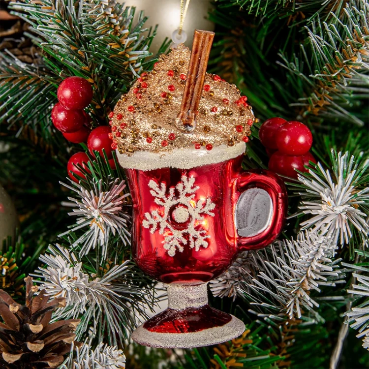 Szklane ozdoby choinkowe - Czekolada w kubku 13 cm