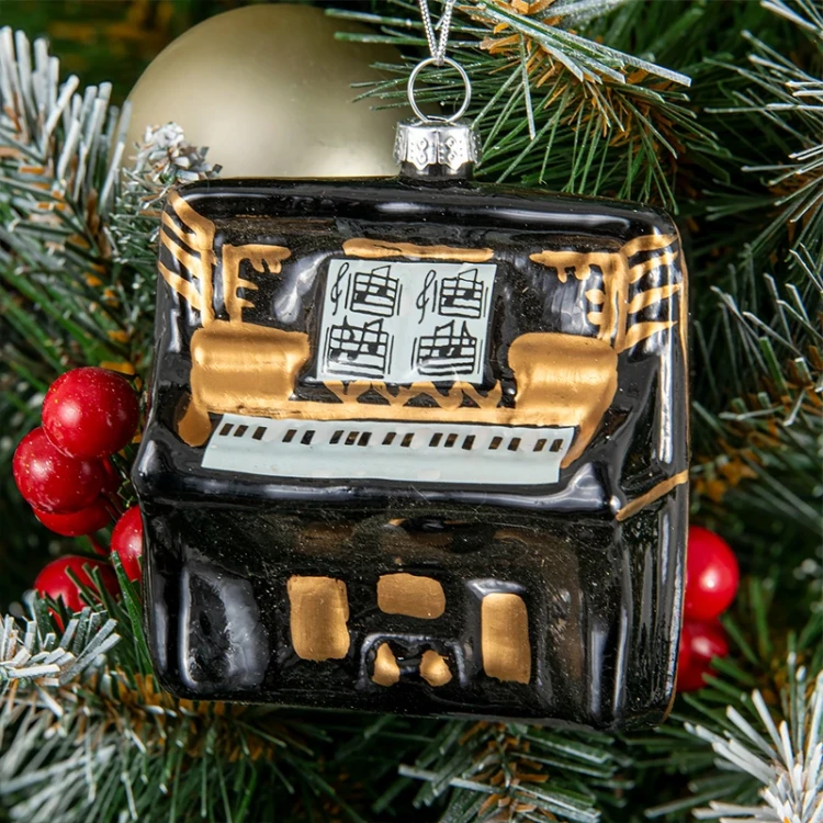 Szklane ozdoby choinkowe - Pianino 10,5 cm