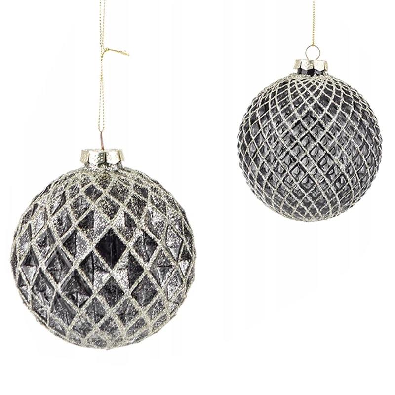 Szklane bombki choinkowe - czarno-złote kpl. 2 szt. 10 cm