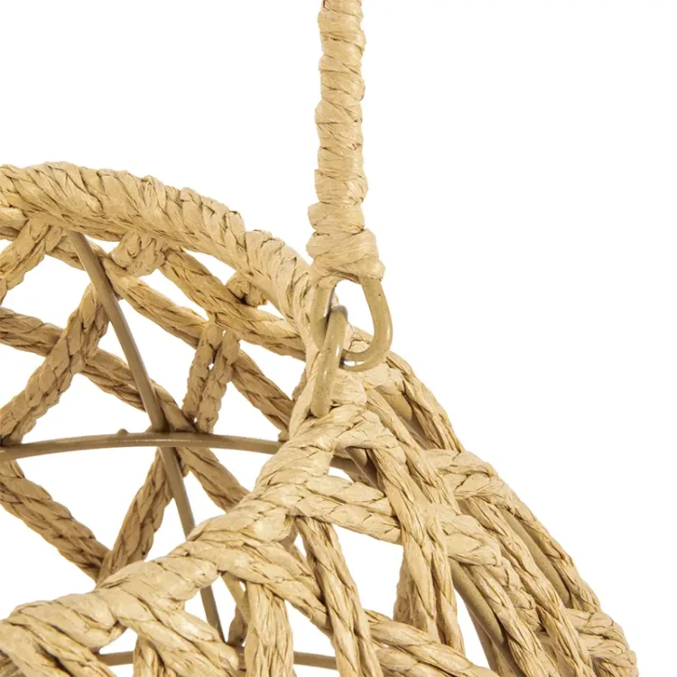 Naturalny pleciony lampion z szklanym wkładem - 27x35 cm