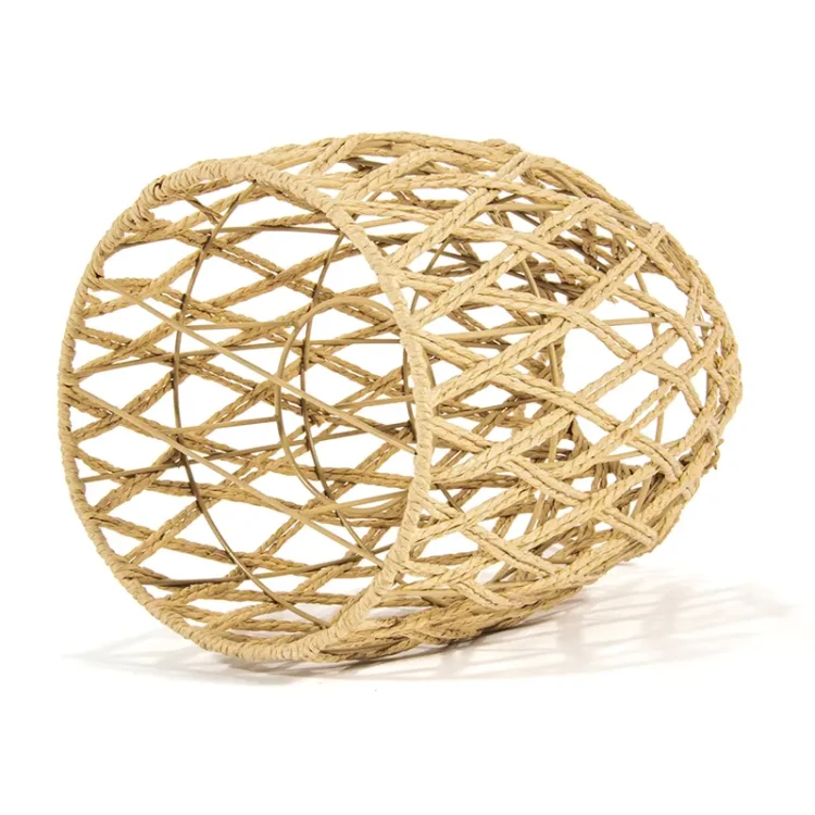 Naturalny pleciony lampion z szklanym wkładem - 27x35 cm