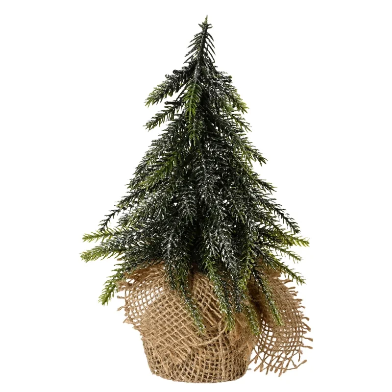 Mała zielona sztuczna choinka w jucie 20 cm