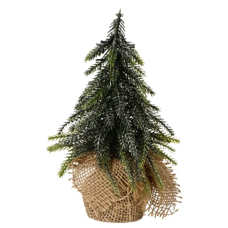 Mała zielona sztuczna choinka w jucie 20 cm