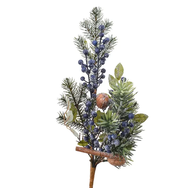 Świąteczna ośnieżona gałązka z jagodami - 50 cm