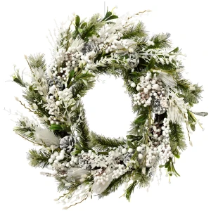 Udekorowany Wianek Zielono-biały 60 cm  