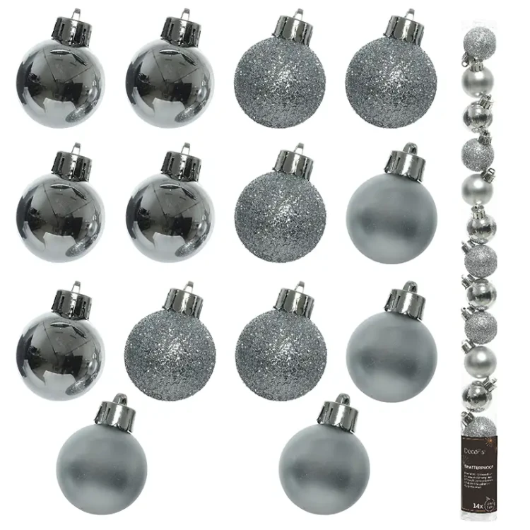 Srebrne bombki plastikowe - 14 szt. 3 cm fot.15