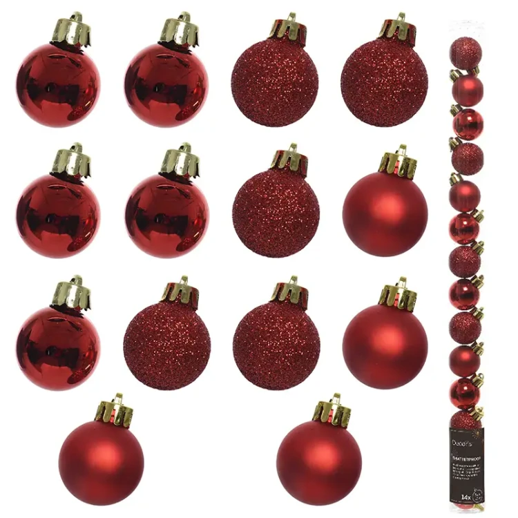 Czerwone bombki plastikowe - 14 szt. 3 cm fot.14