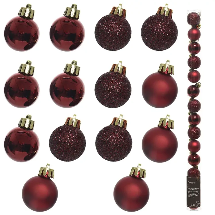 Bordowe bombki plastikowe - 14 szt. 3 cm fot.13
