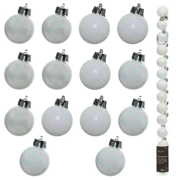 Białe - irysowe bombki plastikowe - 14 szt. 3 cm fot.12