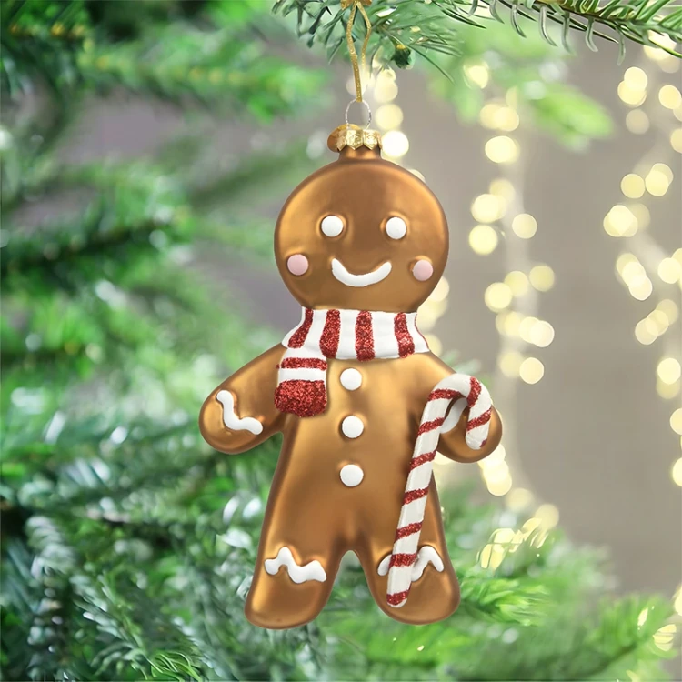 Szklana Zawieszka Choinkowa - Duży Ludzik z Piernika 16 cm