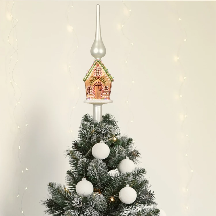 Szklany Szpic Choinkowy - Domek z piernika fot.5