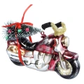 Szklana Zawieszka Choinkowa - Motocykl z choinką 12 cm